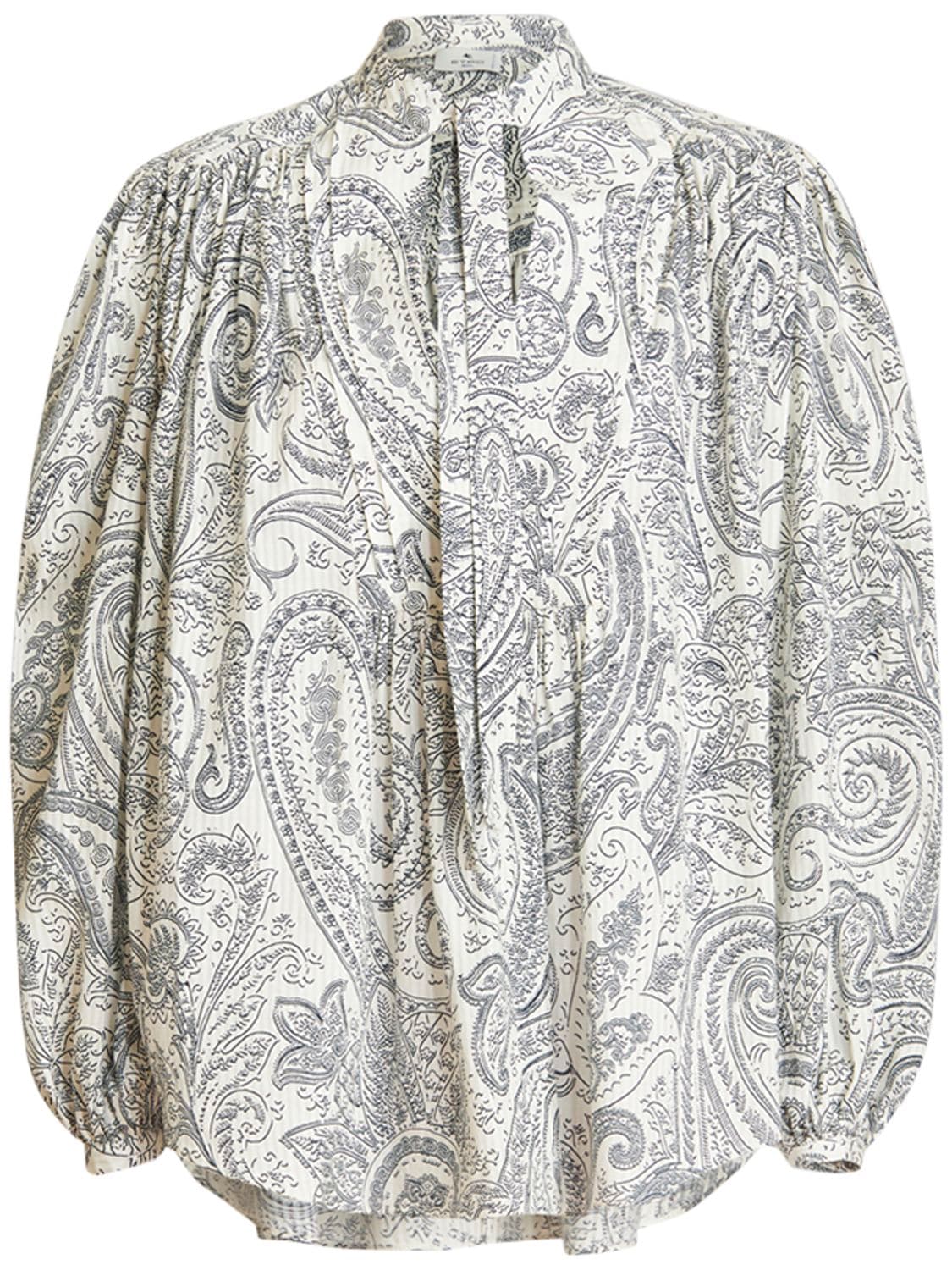 ETRO PAISLEY PRINT COTTON & SILK BLOUSE