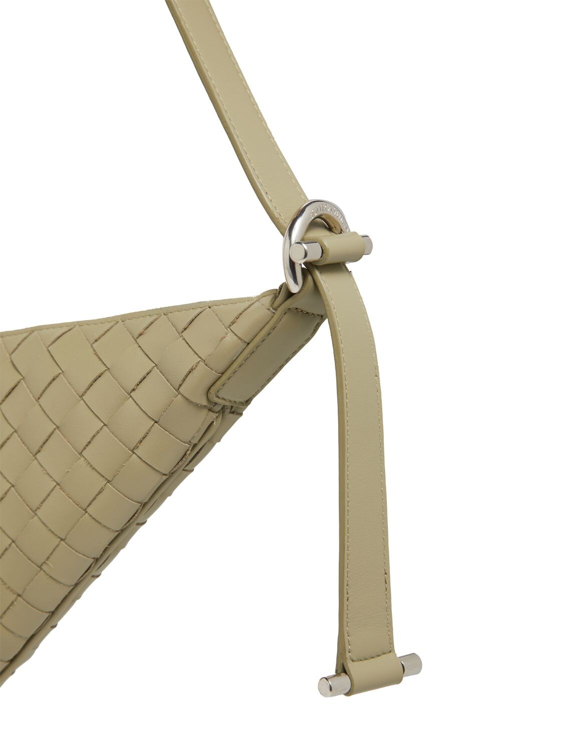 Shop Bottega Veneta Virgule Intrecciato Leather Crossbody In Travertine