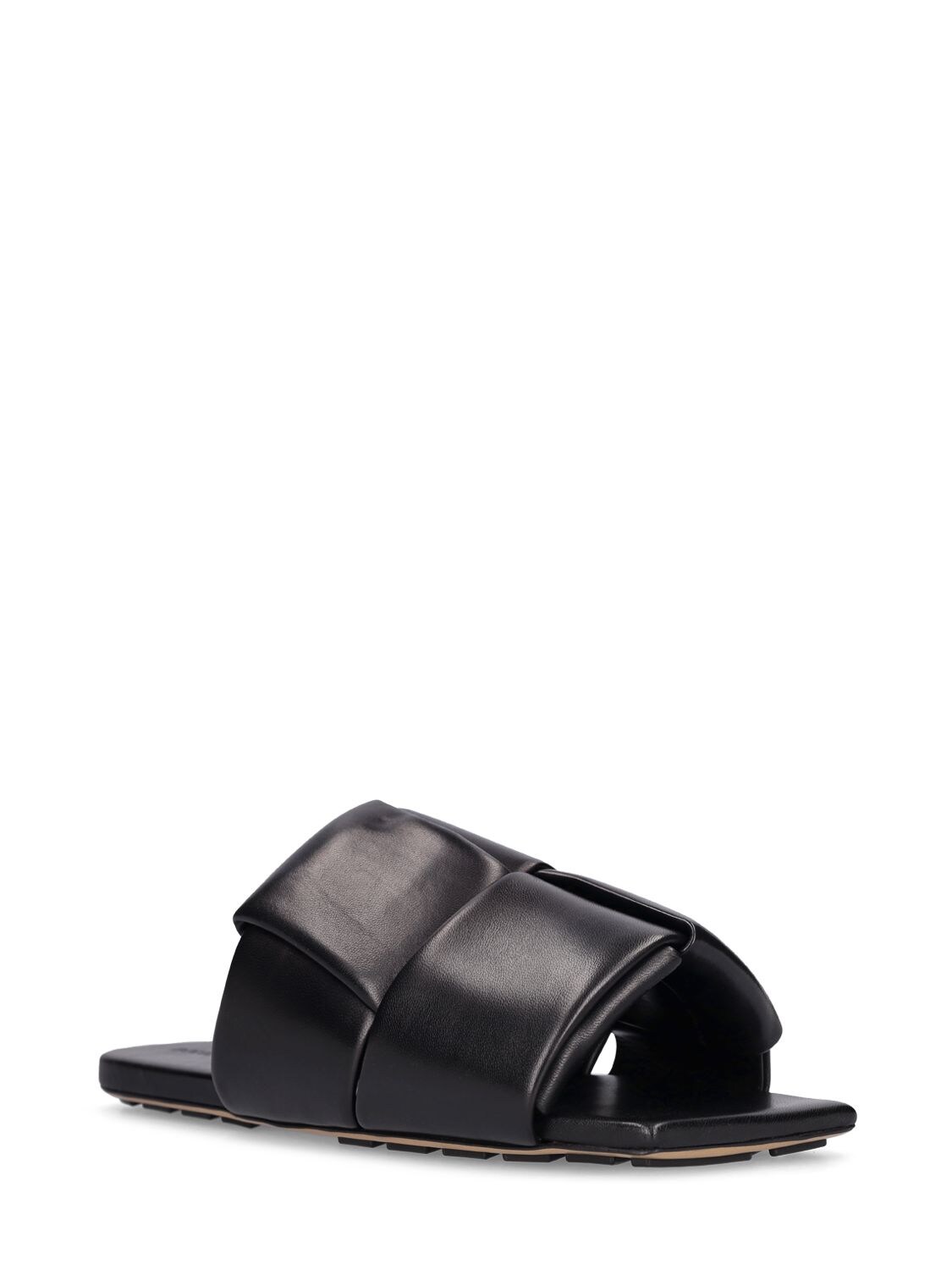 Shop Bottega Veneta Lagoon Leather Sandals In Black