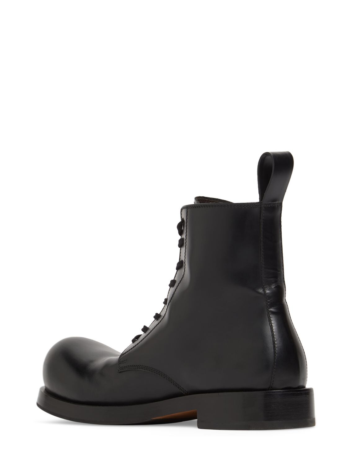 Shop Bottega Veneta 40mm Goofy Leather Ankle Boots In Black