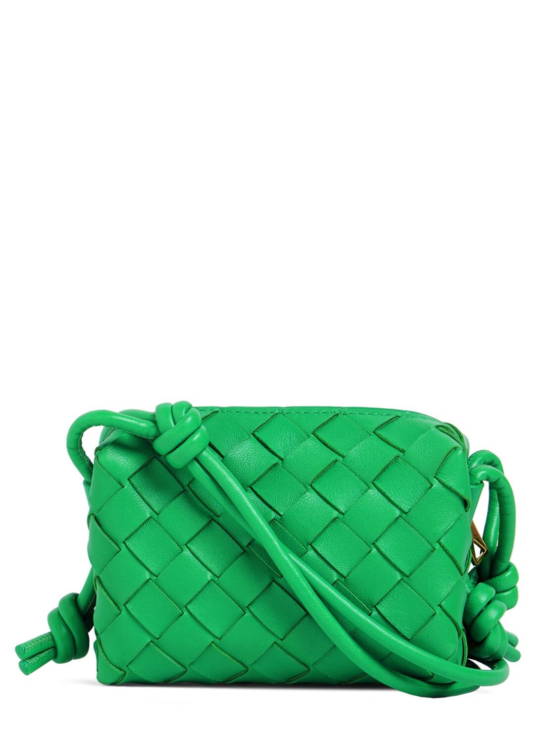 Shop Bottega Veneta Micro Loop Leather Shoulder Bag In Parakeet