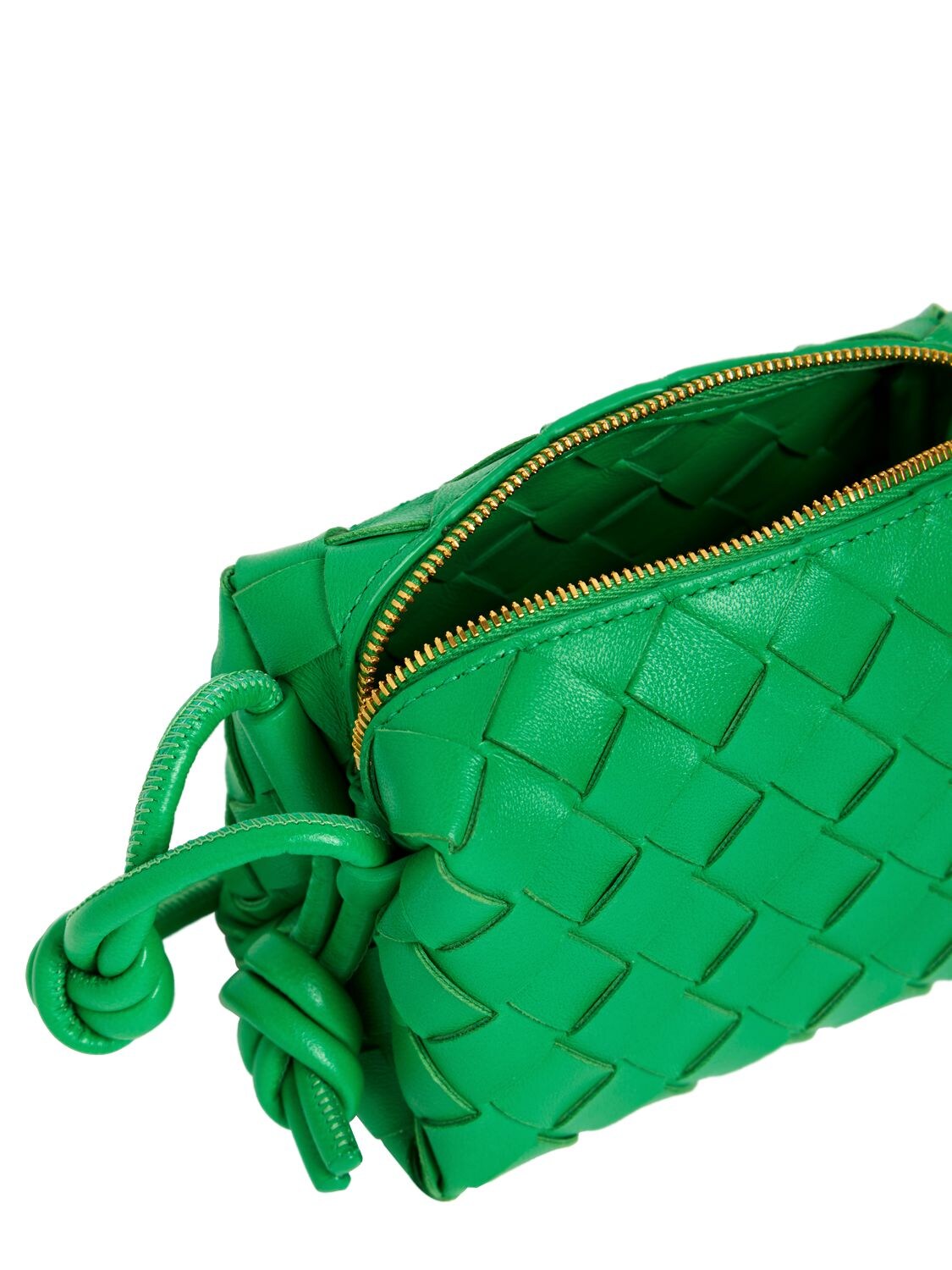 Shop Bottega Veneta Micro Loop Leather Shoulder Bag In Parakeet