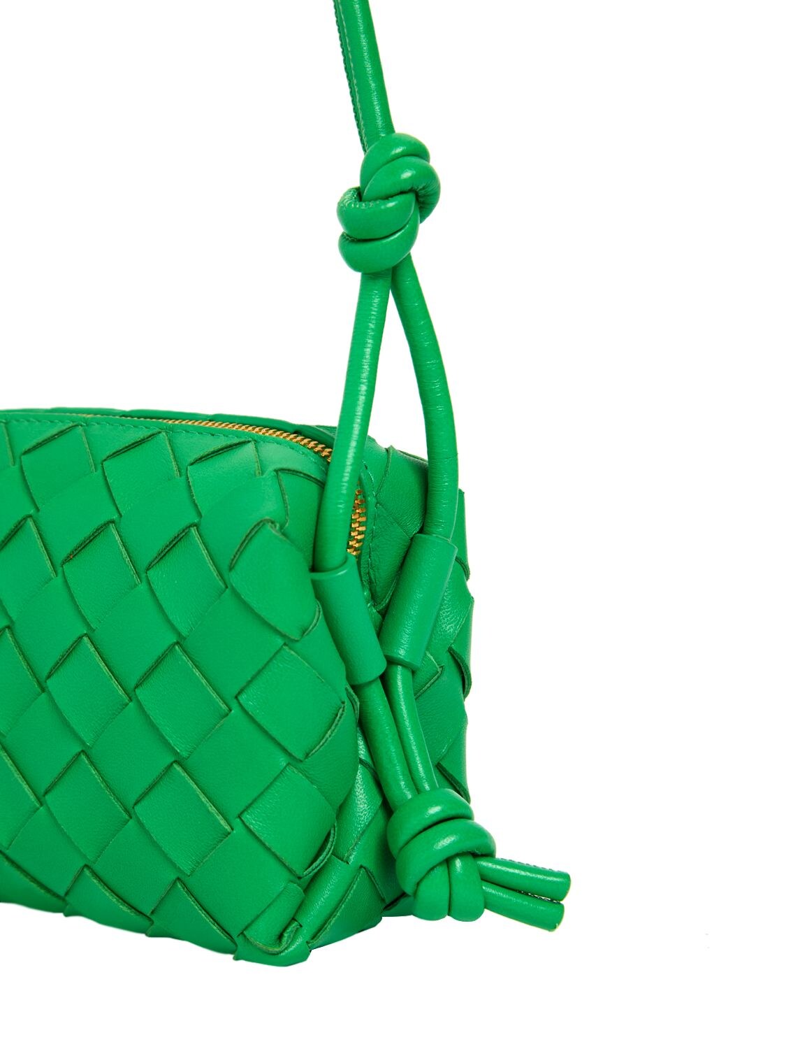 Shop Bottega Veneta Micro Loop Leather Shoulder Bag In Parakeet