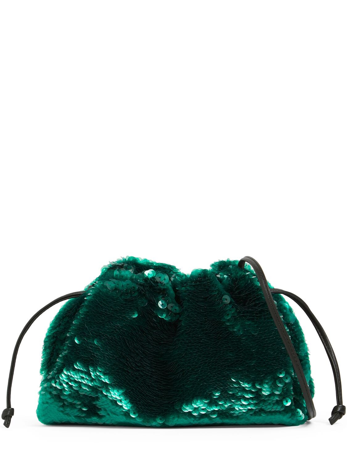 Bottega Veneta The Mini Sequined Pouch In Dark Green