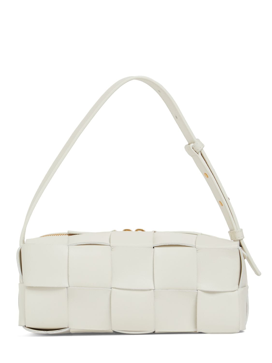 Shop Bottega Veneta Small Brick Cassette Leather Bag In White