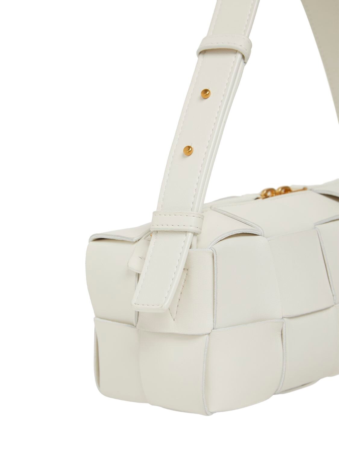 Shop Bottega Veneta Small Brick Cassette Leather Bag In White