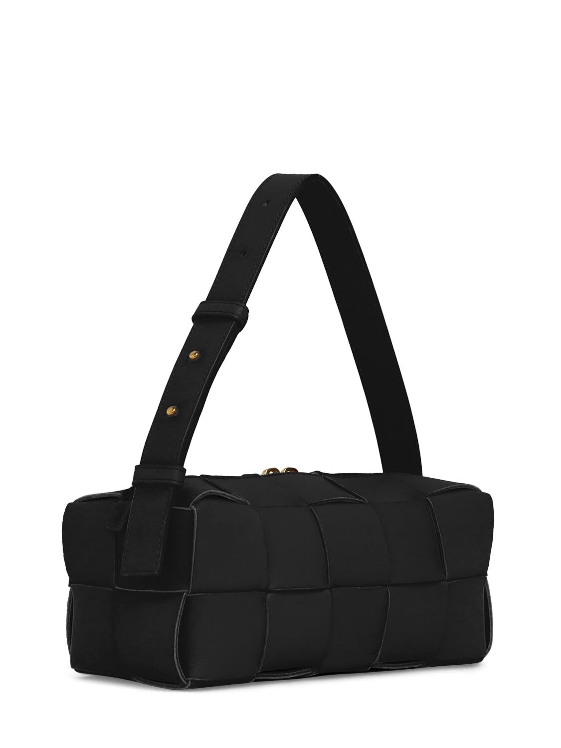 Shop Bottega Veneta Brick Leather Shoulder Bag In Black