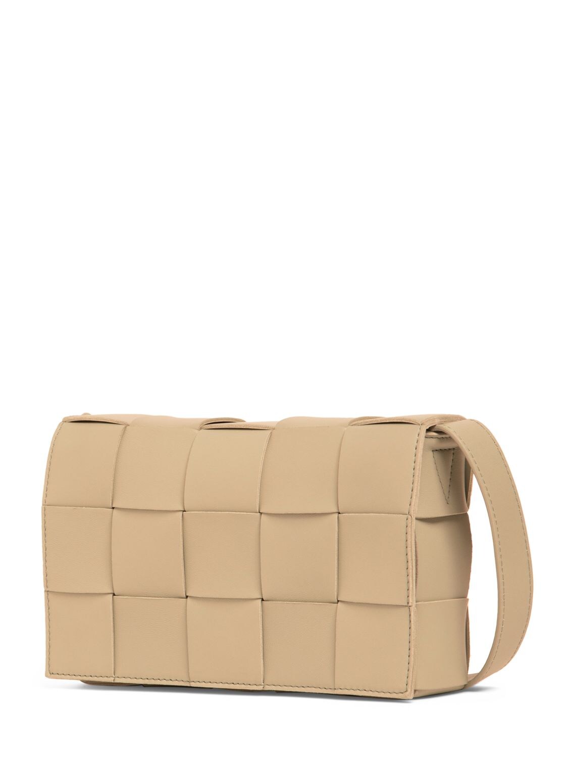 Shop Bottega Veneta Medium Cassette Leather Crossbody Bag In Porridge