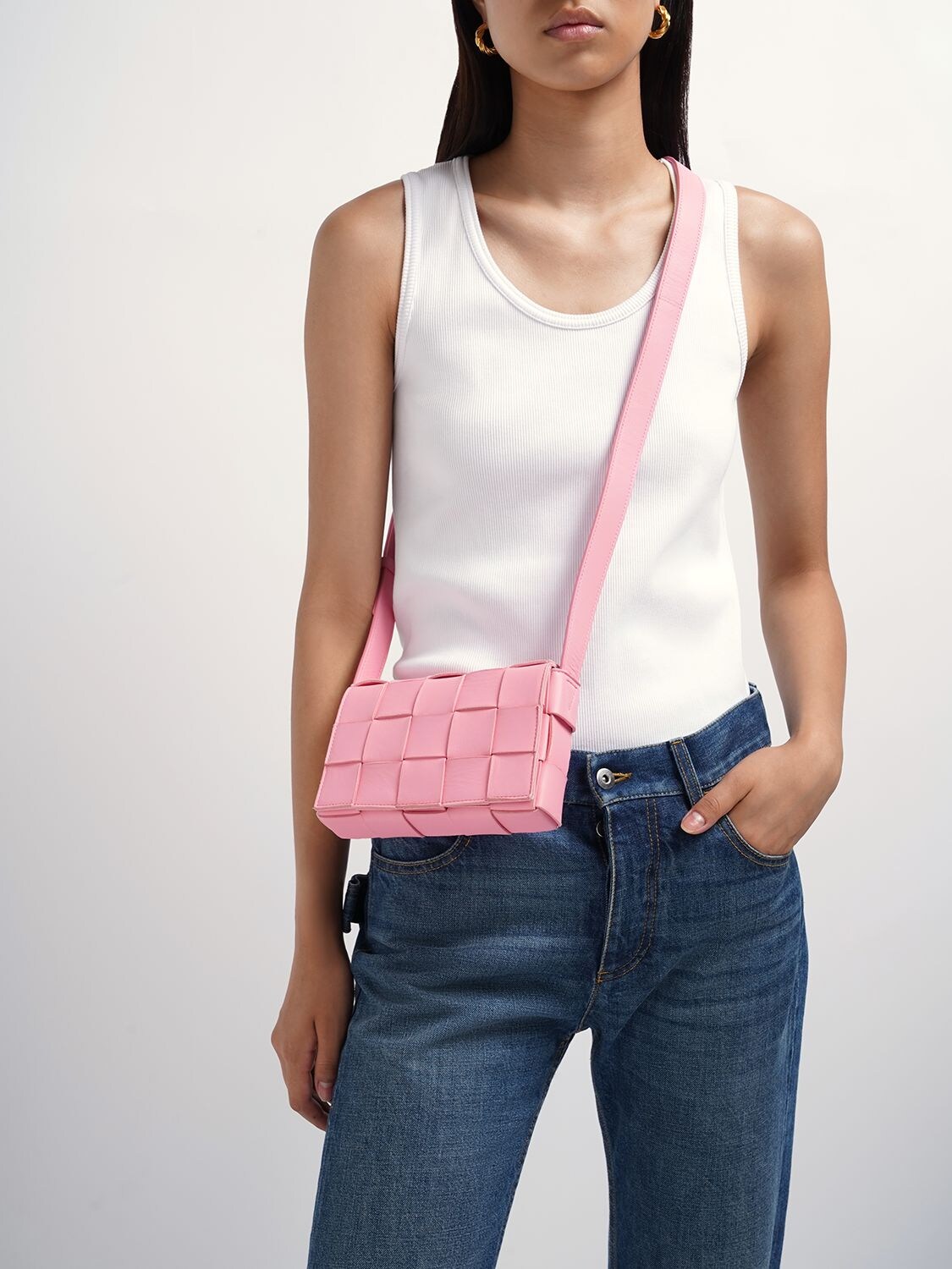 Shop Bottega Veneta Small Cassette Leather Crossbody Bag In Ribbon