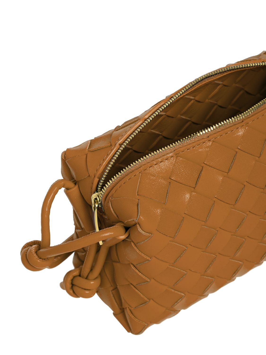 Shop Bottega Veneta Mini Loop Leather Camera Bag In Camel