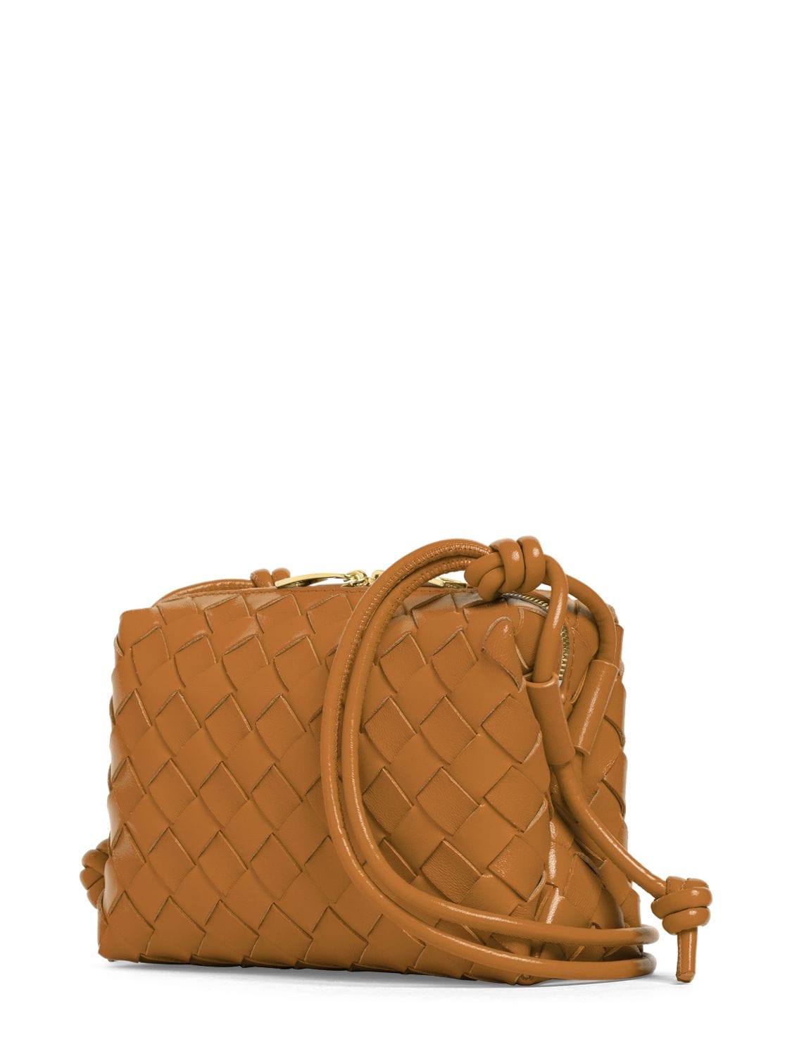 Bottega Veneta Loop Leather Shoulder Bag In Orange