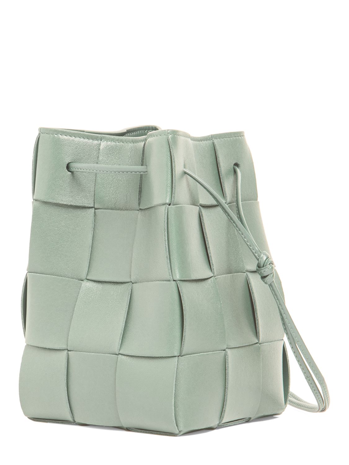 Bottega Small Intreccio Leather Bucket Bag In New Sauge ModeSens