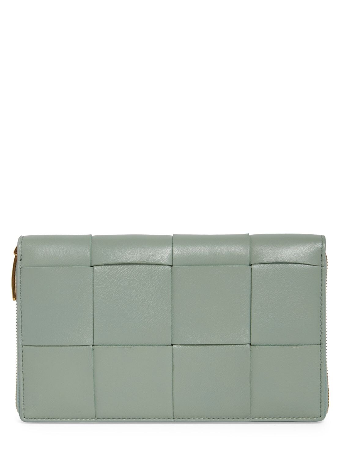 Bottega Veneta Intreccio Leather Zip Wallet In New Sauge | ModeSens