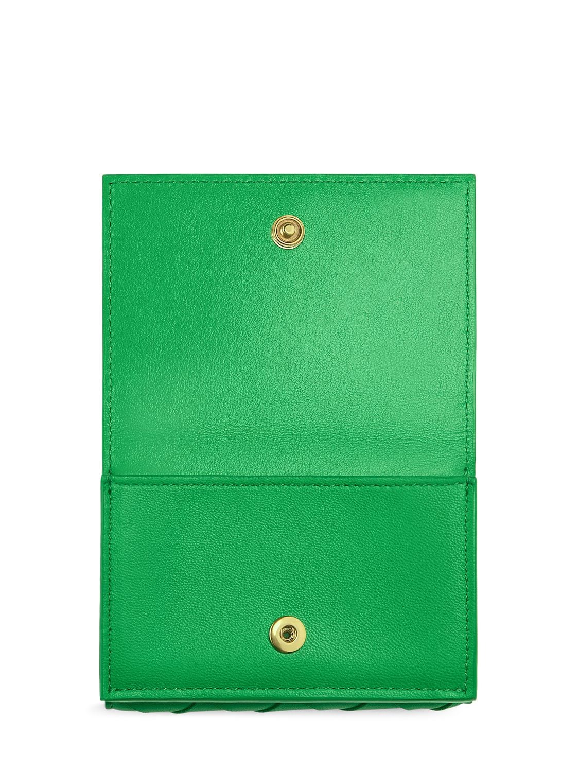 Shop Bottega Veneta Intrecciato Leather Tiny Tri-fold Wallet In Parakeet