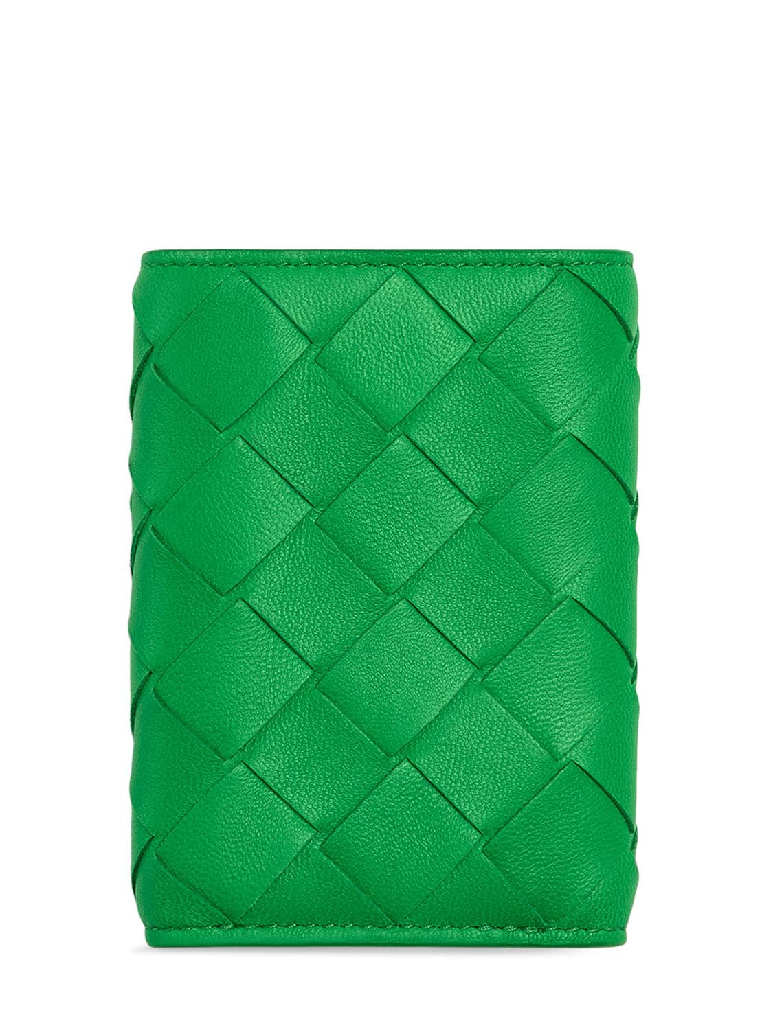 Shop Bottega Veneta Intrecciato Leather Tiny Tri-fold Wallet In Parakeet