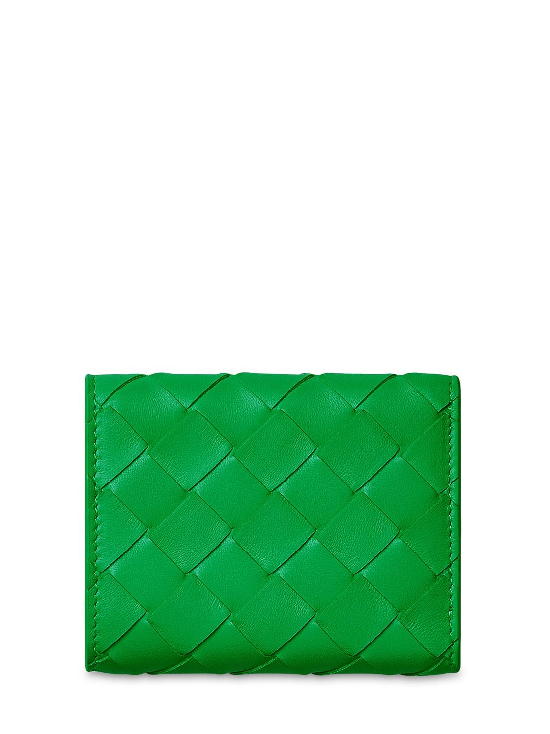 Shop Bottega Veneta Small Intrecciato Tri-fold Zip Wallet In Parakeet