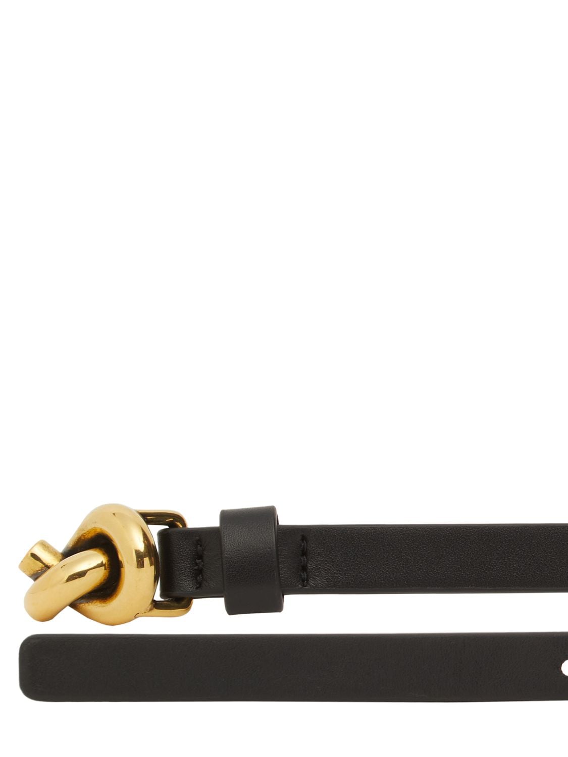 Shop Bottega Veneta 1.2cm Knot Leather Belt In Black