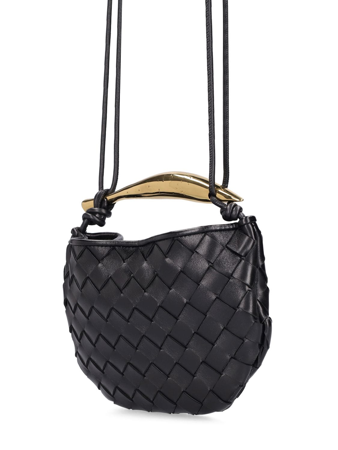 Shop Bottega Veneta Mini Sardine Leather Crossbody Bag In Black