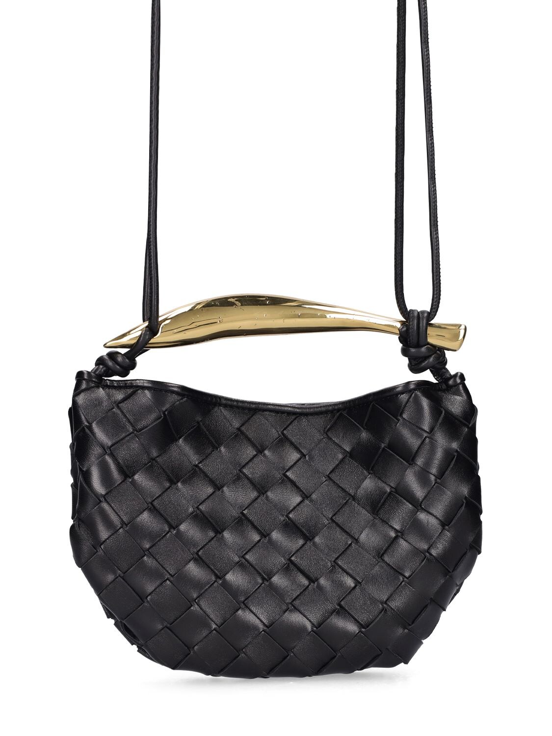 Shop Bottega Veneta Mini Sardine Leather Crossbody Bag In Black