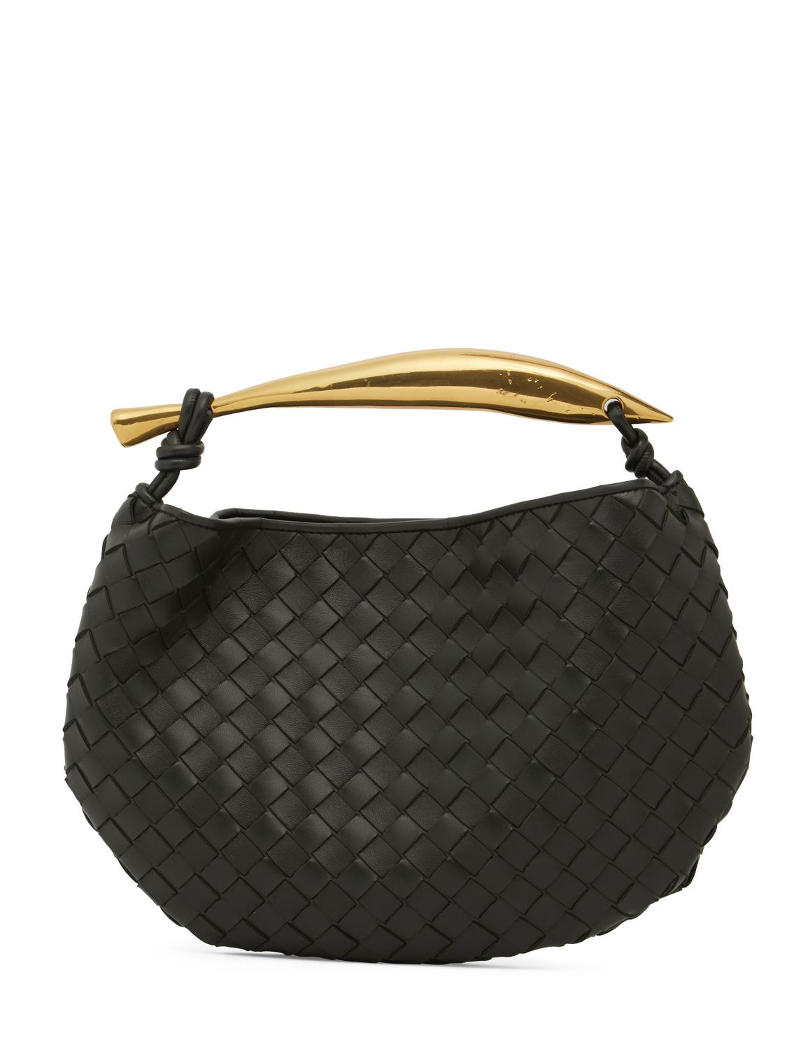 Bottega Veneta Sardine Leather Top Handle Bag In Black
