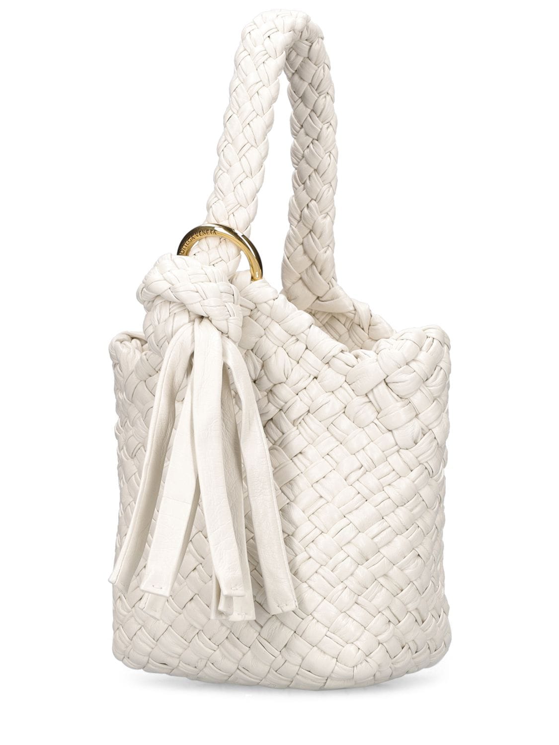 Shop Bottega Veneta Piero Leather Bucket Bag In White