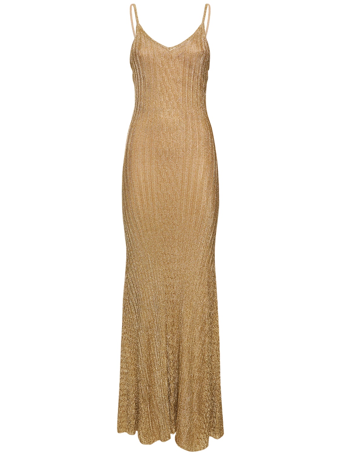 Victoria Beckham Metallic Ribbed-knit Maxi Dress In Gold