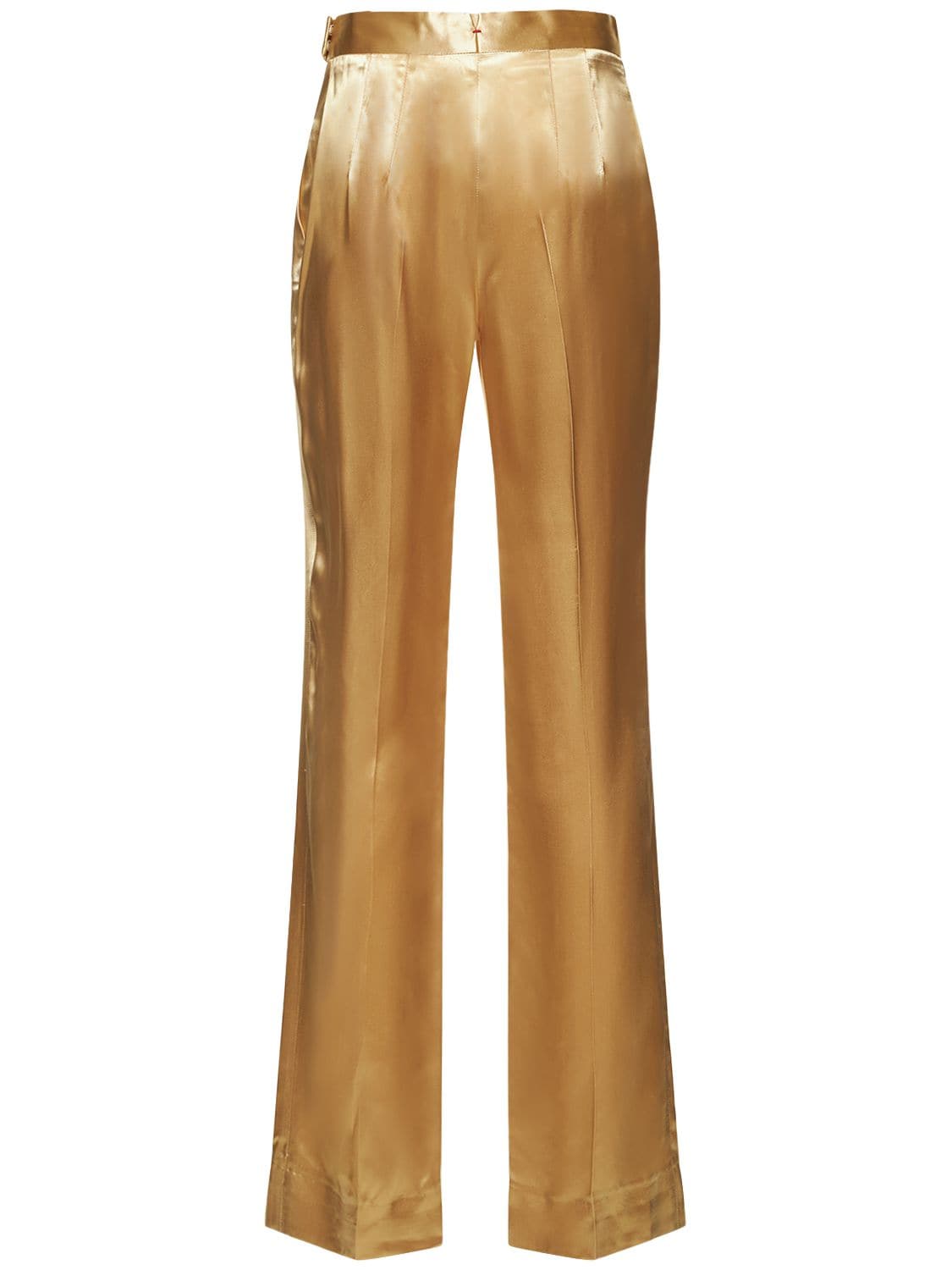 Victoria Beckham High Waisted Satin Trousers In Beige