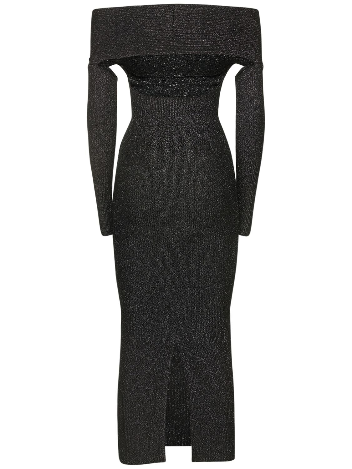 Shop Khaite Marisole Knitted Viscose Blend Dress In Black