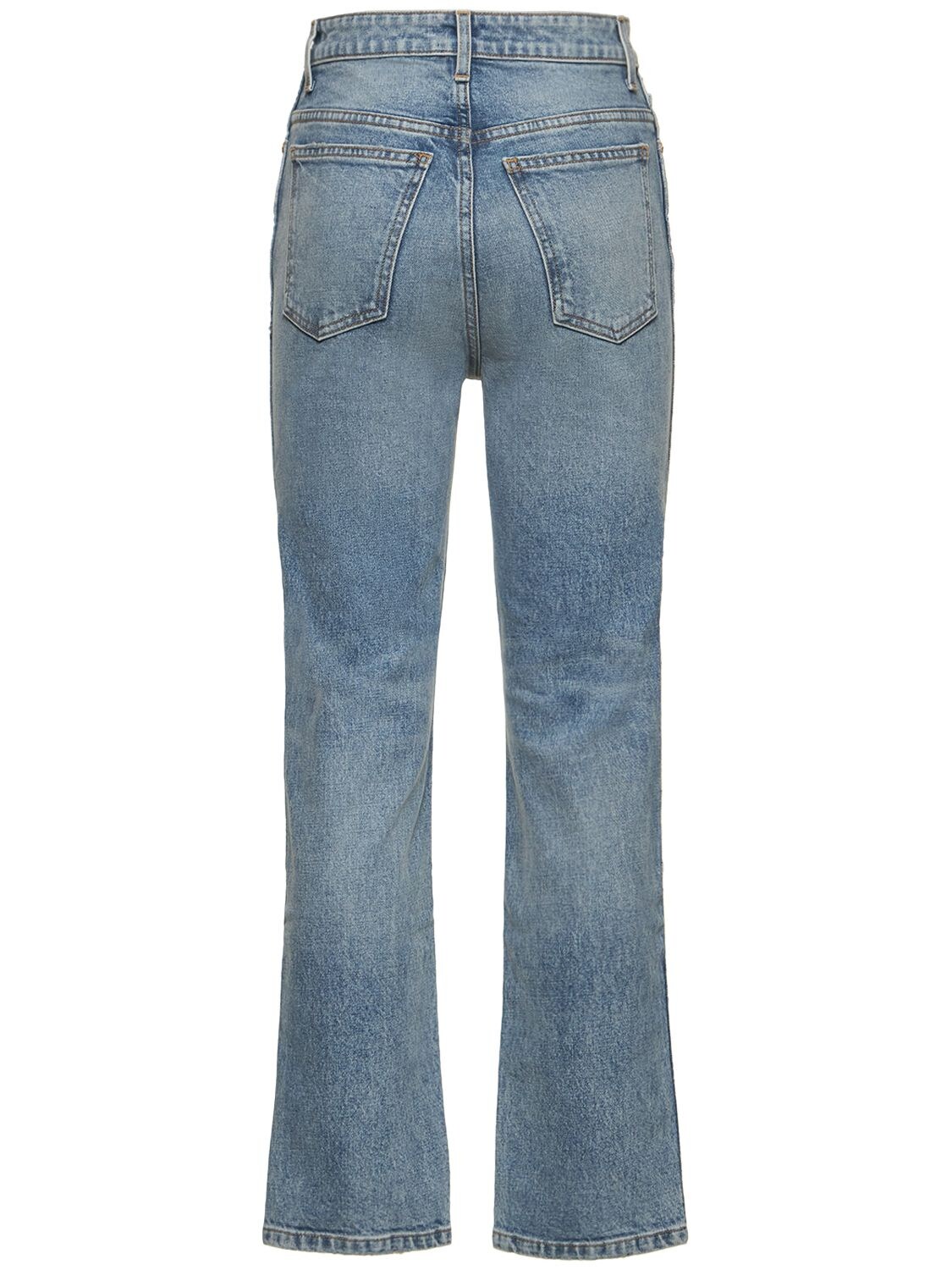 Shop Khaite Abigail Straight Cotton Denim Jeans In Blue