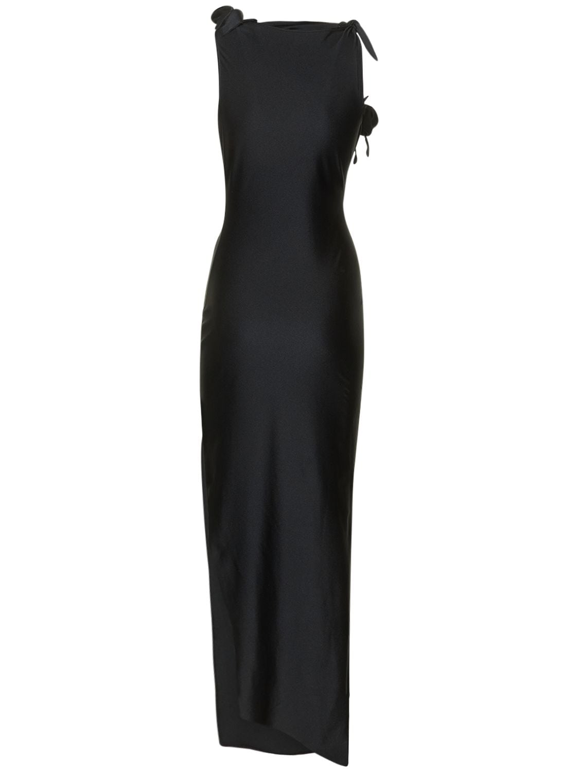 Shop Coperni Asymmetric Jersey Gown In Black