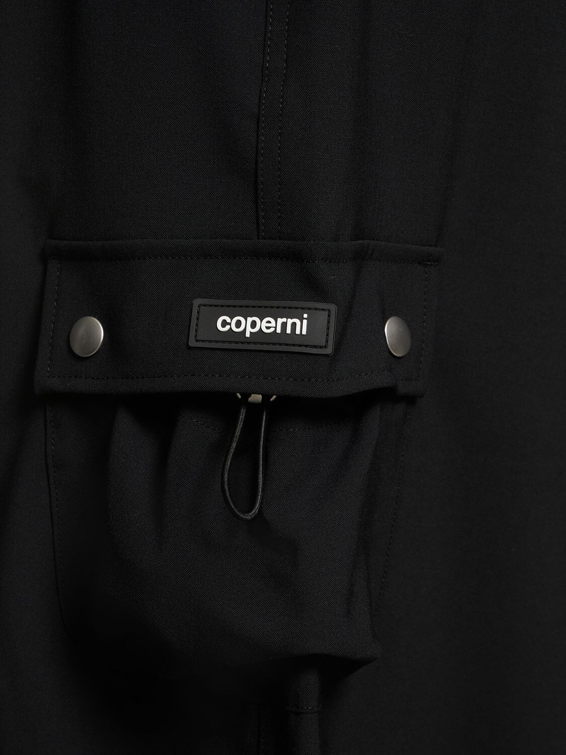 Shop Coperni Tailored Cool Wool Blend Cargo Skirt In Black