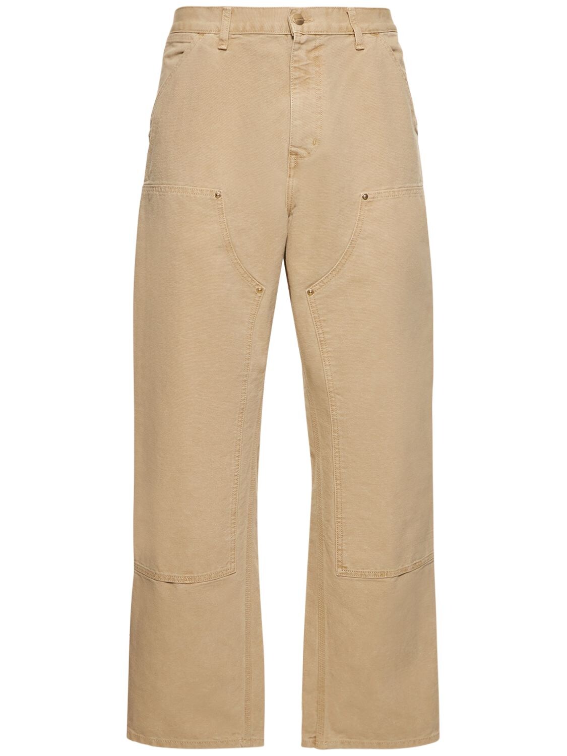 Carhartt Double Knee Cotton Pants In Beige