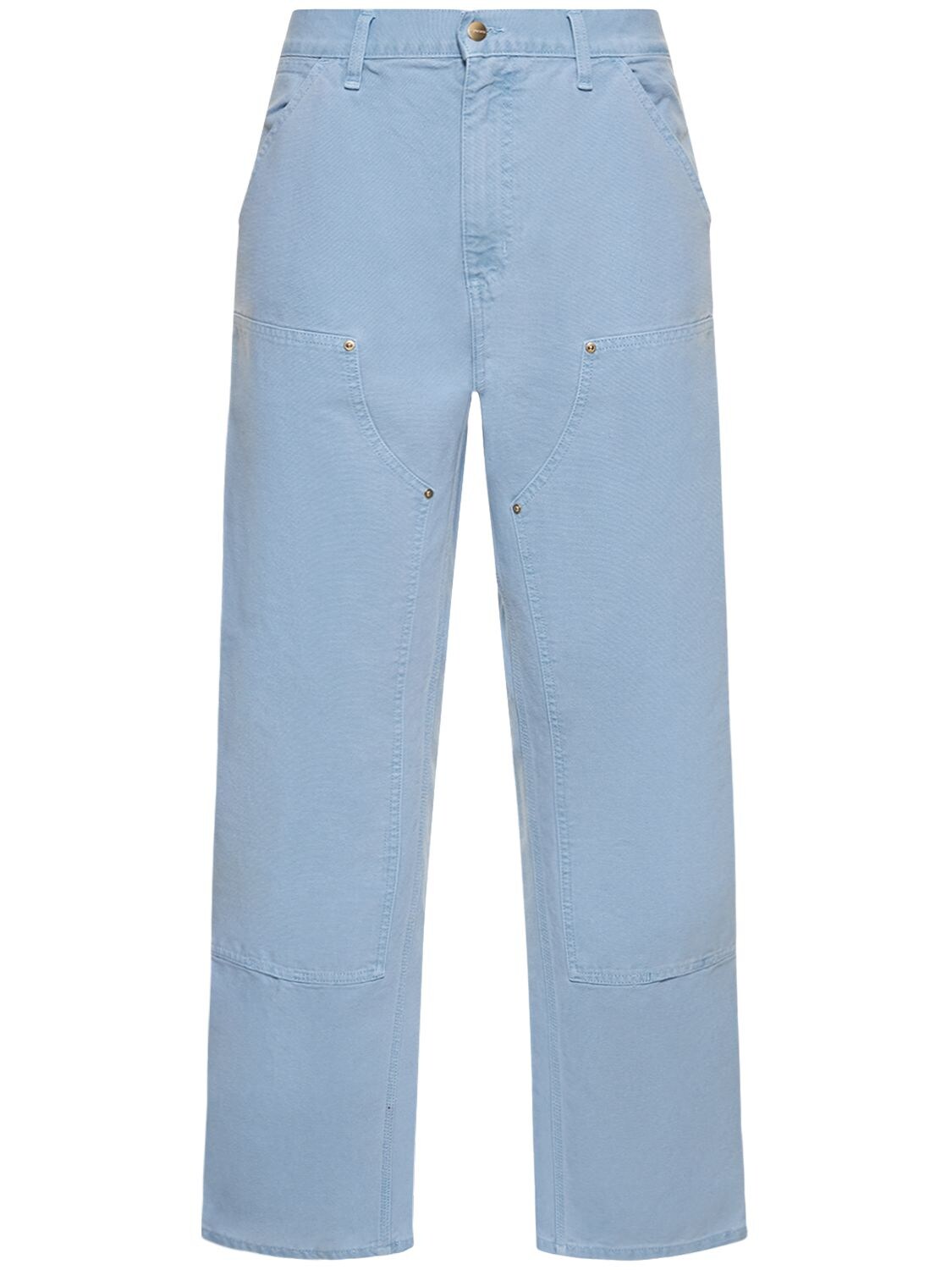 Carhartt Double Knee Cotton Pants In Faded Piscine