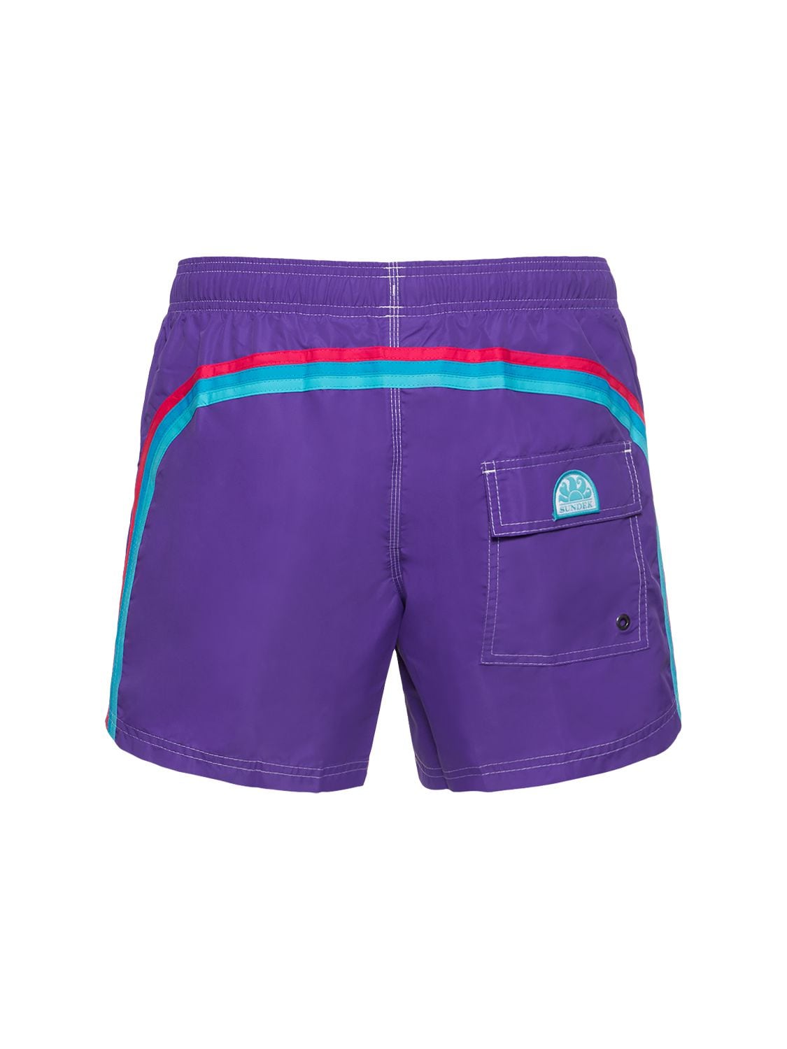 Sundek Stretch Waist Logo Nylon Swim Shorts In True Purple