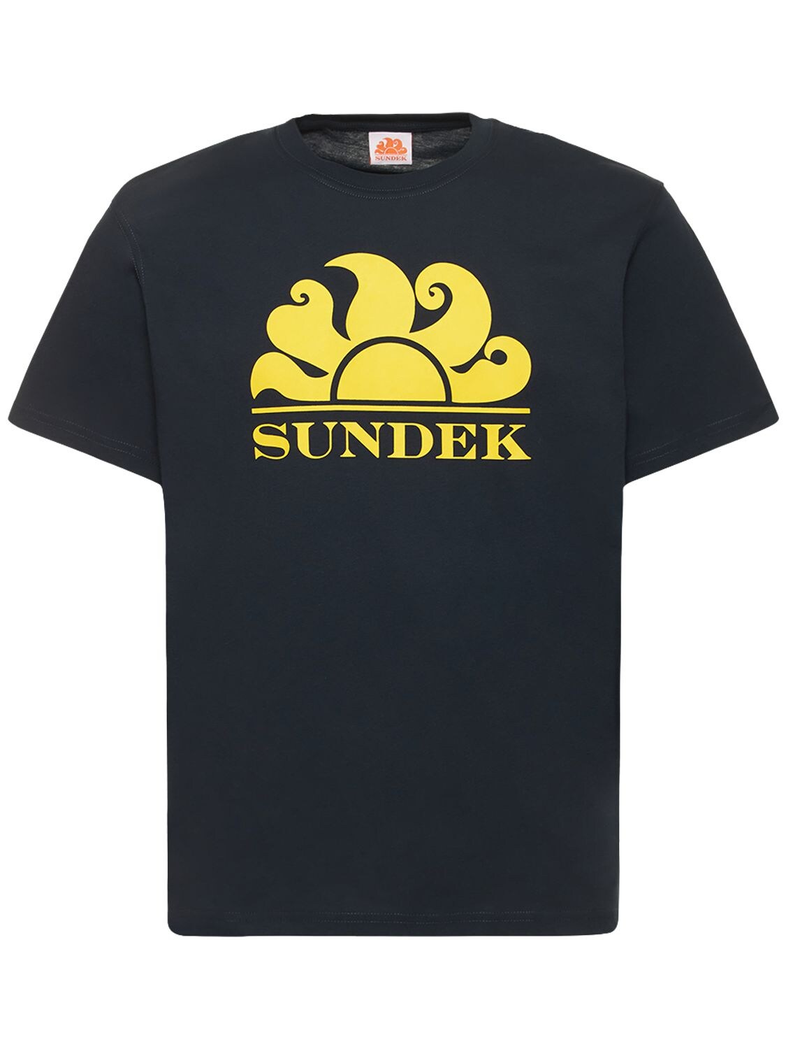 Sundek Logo Print Cotton Jersey T-shirt In Navy,yellow