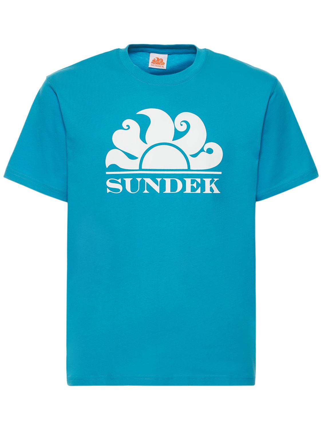 Sundek Logo Print Cotton Jersey T-shirt In Blue,white