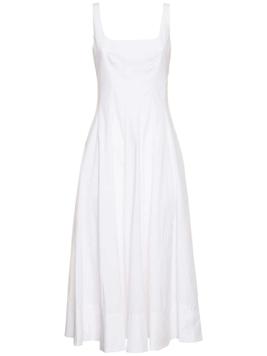 Image of Wells Pleated Cotton Blend Midi Dress