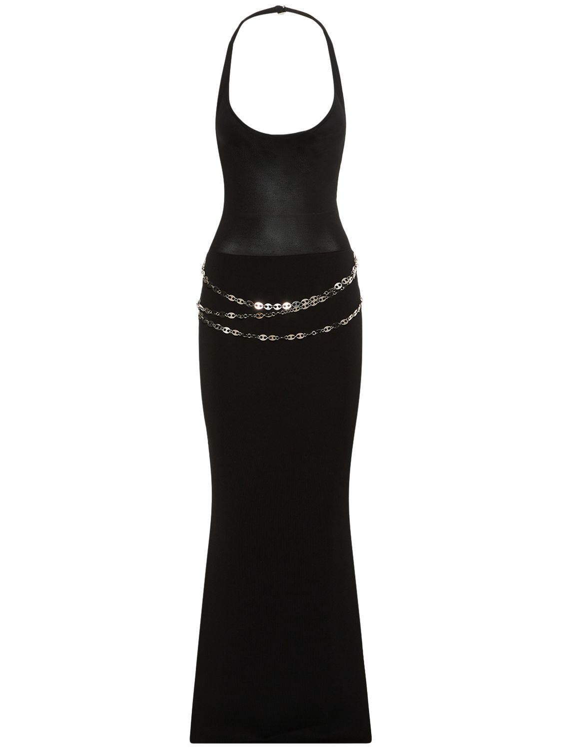 Aya Muse Excelle Open-back Belted Stretch-jersey Maxi Dress In Black