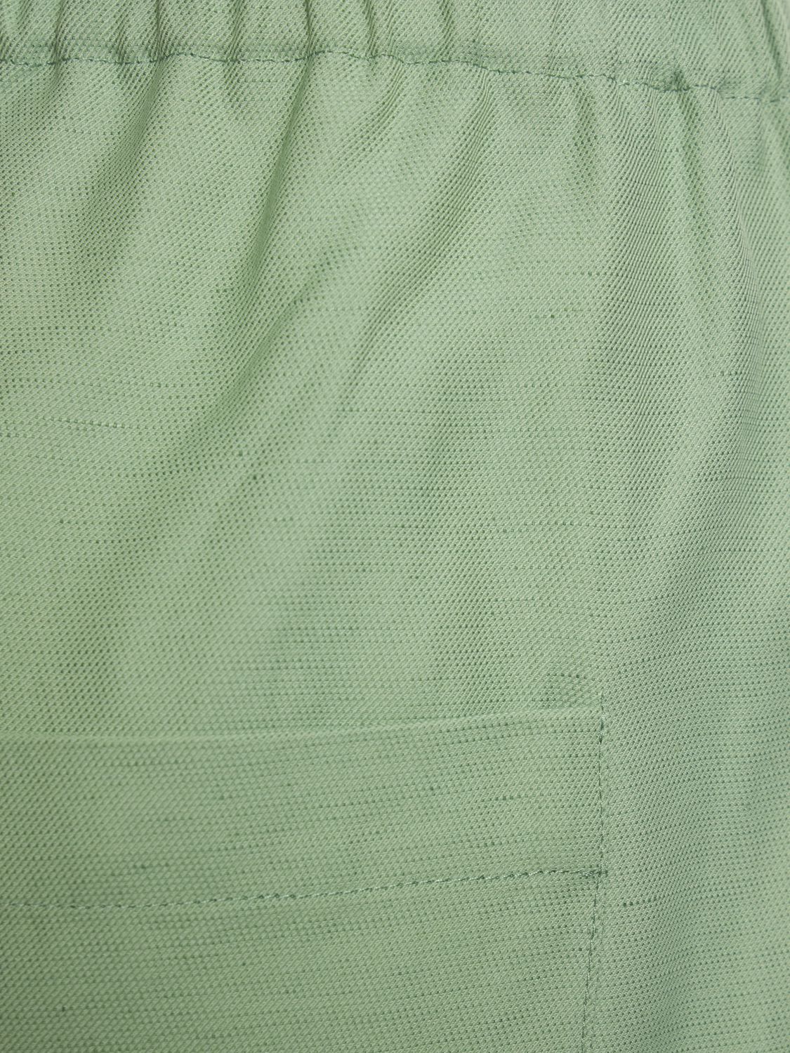 Shop Loulou Studio Seto Viscose & Linen Shorts In Green