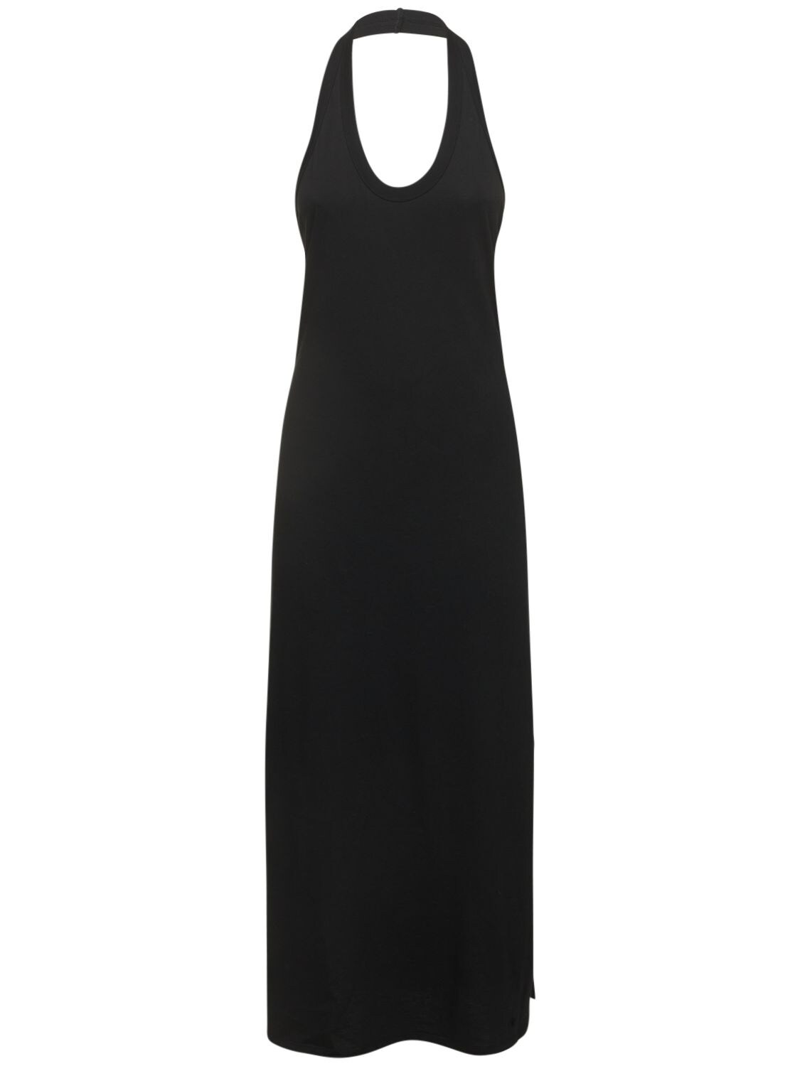 Shop Loulou Studio Neami Cotton Halter Neck Midi Dress In Black