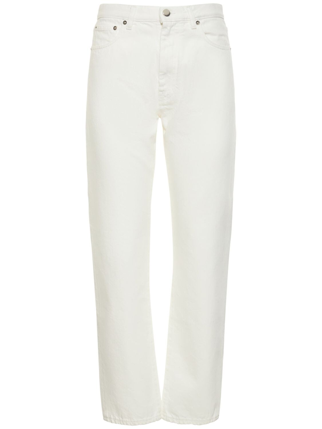 Loulou Studio Wular Straight-leg Ankle Denim Trousers In Ivory Ivory