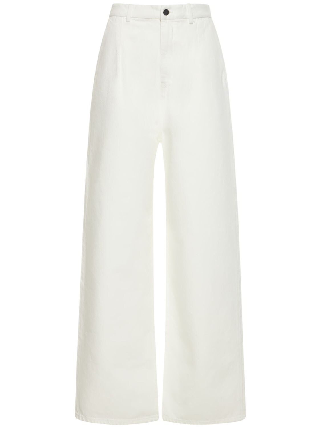Loulou Studio Attu Cotton Wide Leg Jeans In Ivory