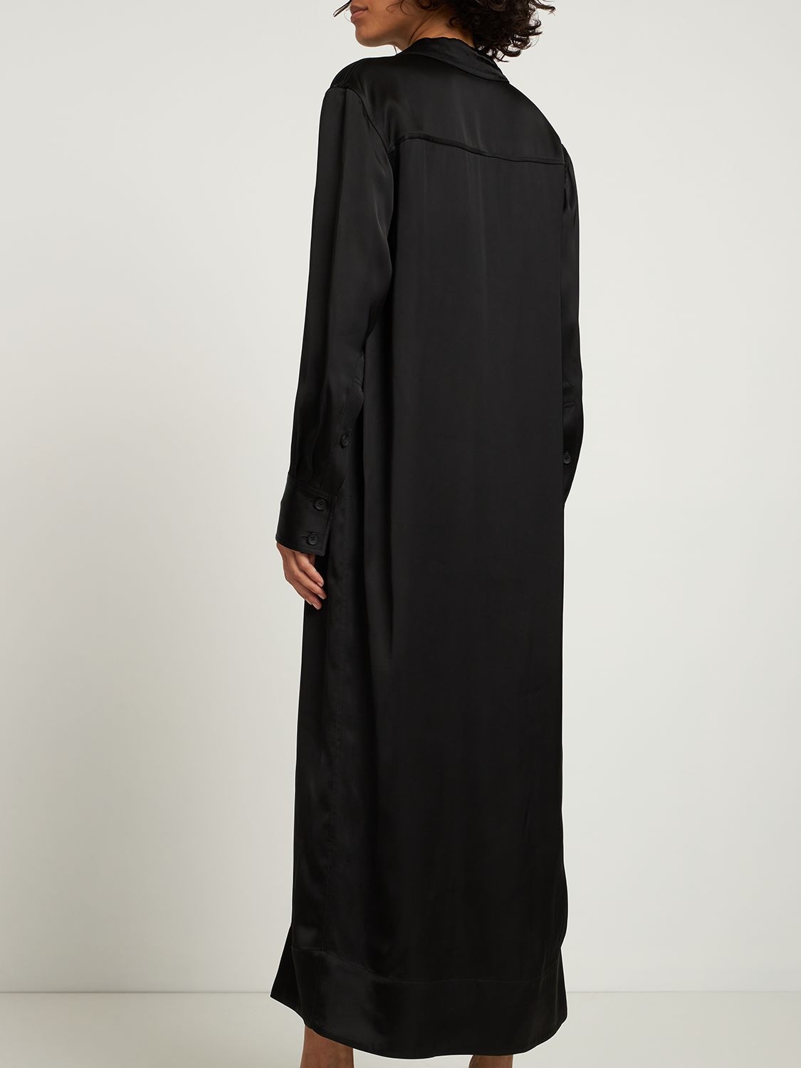 LOULOU STUDIO ARA VISCOSE SATIN MIDI DRESS 