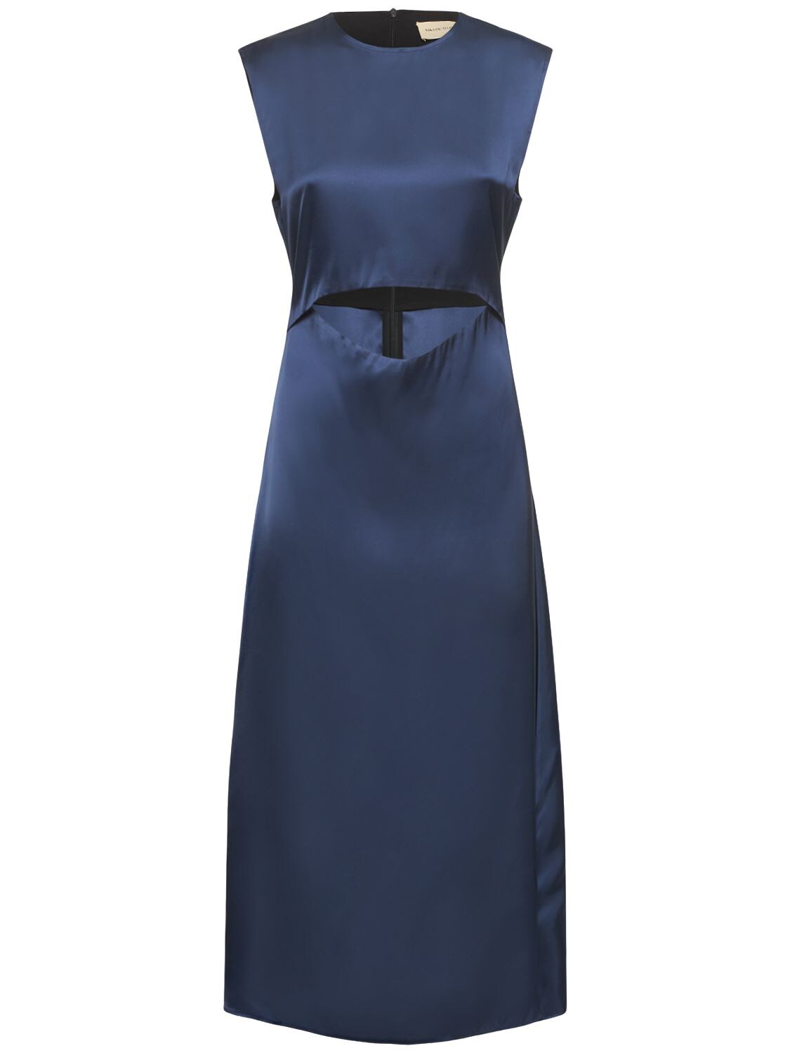 Loulou Studio Copan Viscose Satin Midi Dress In Navy