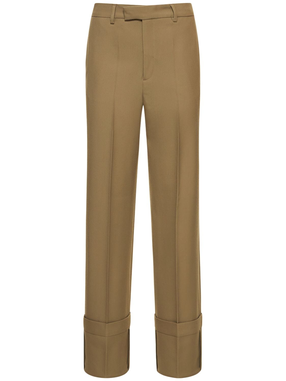 Bite Studios Tailored Fold Up Wool Trousers In Khaki
