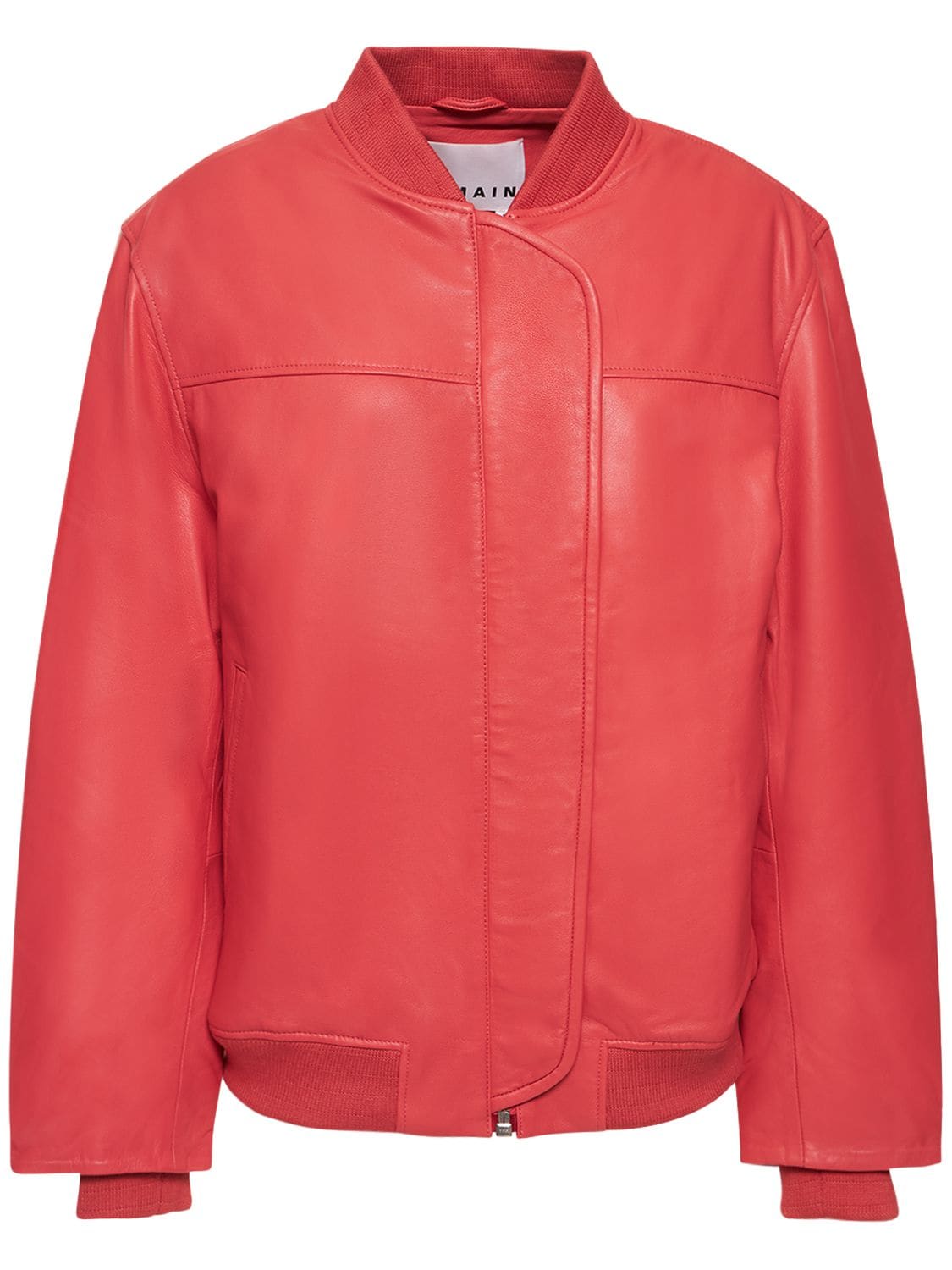 Remain Birger Christensen Oversize Leather Bomber Jacket In Pink