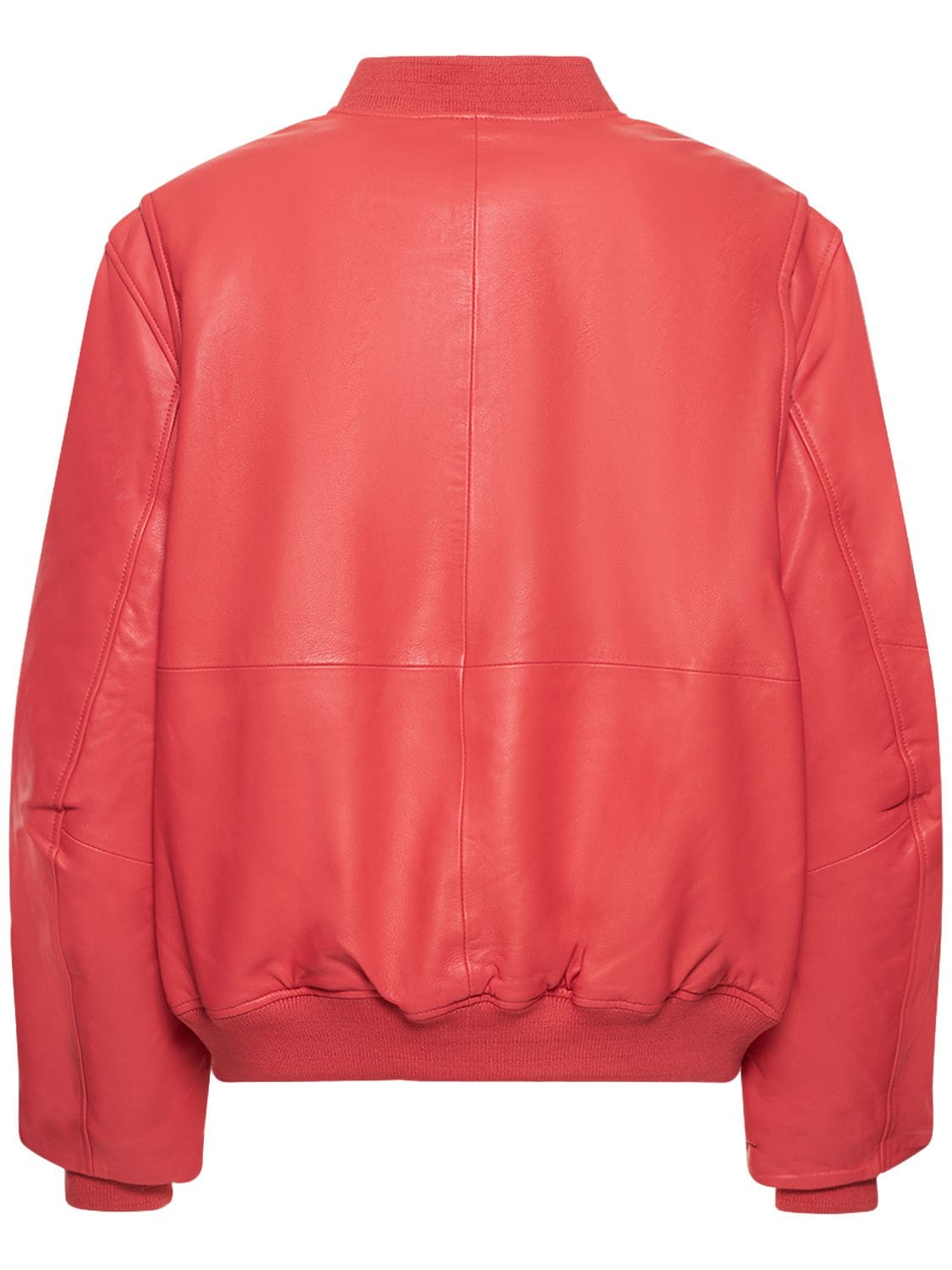 Remain Birger Christensen Oversize Leather Bomber Jacket In Pink
