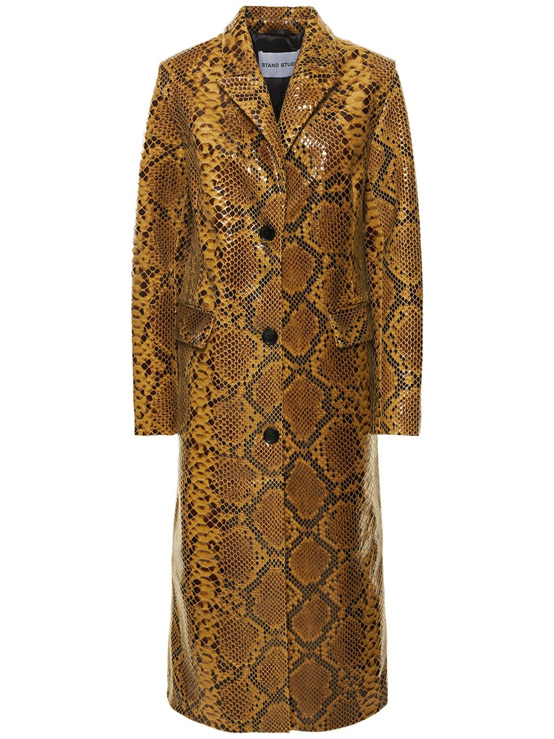 STAND STUDIO ZOIE PRINTED FAUX LEATHER LONG COAT