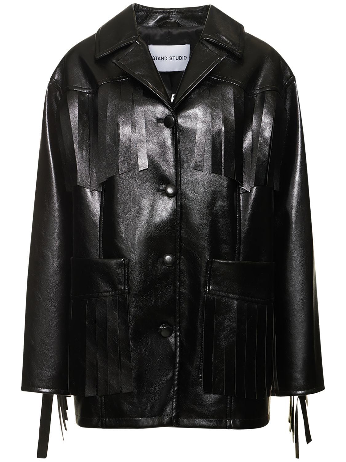 Stand Studio: Sienna faux leather Jacket - Black - women_0 | Luisa Via Roma