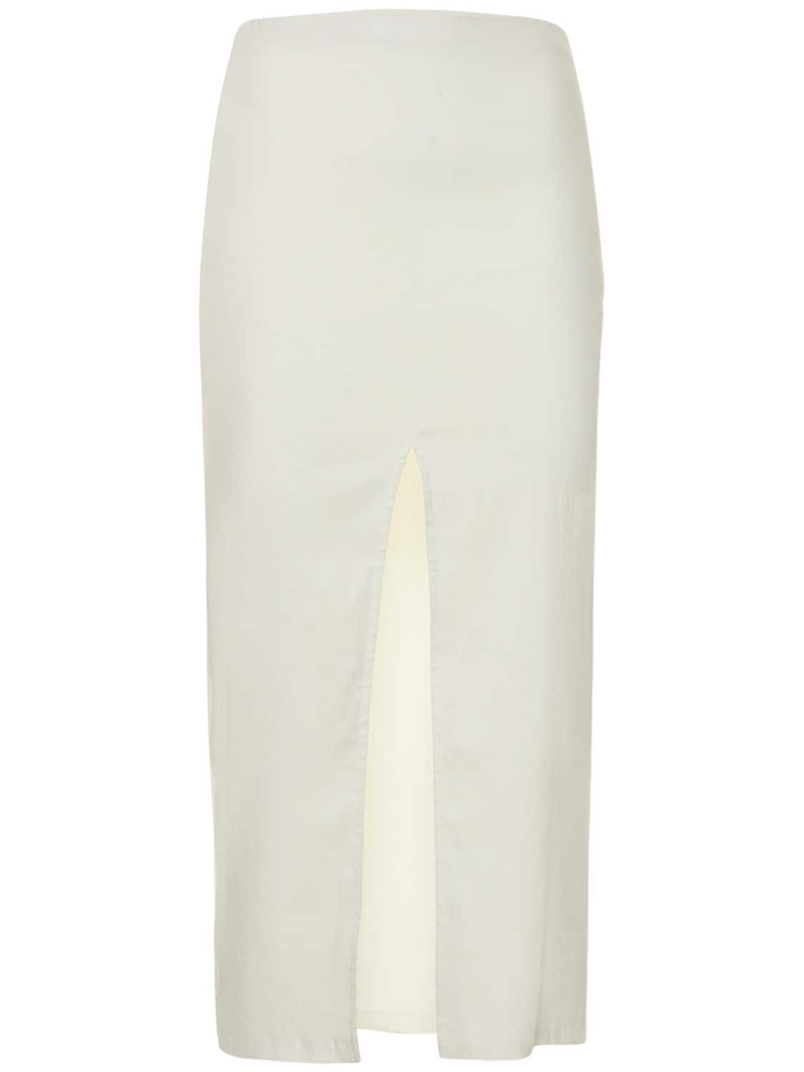 ANEMOS Front Slit Stretch Linen Midi Skirt